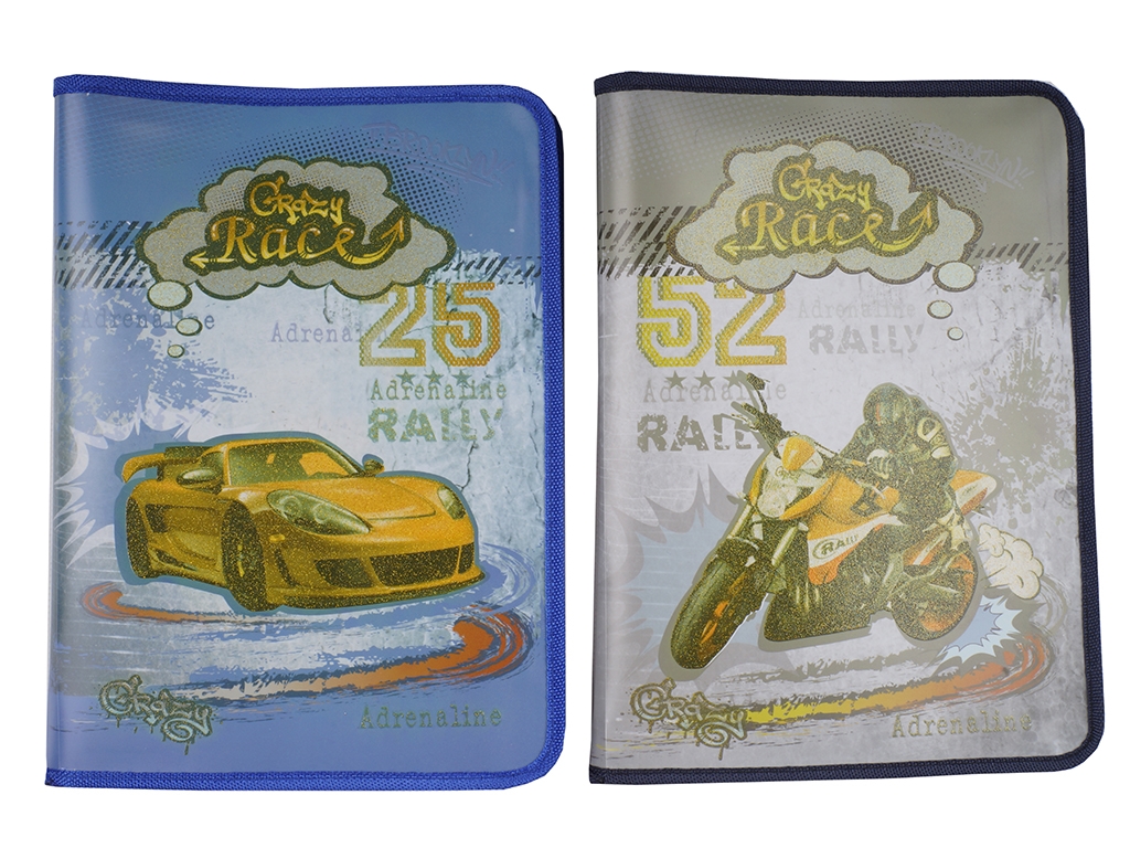 Папка А4 пластиковая, CRAZY RACE, KIDIS 7160