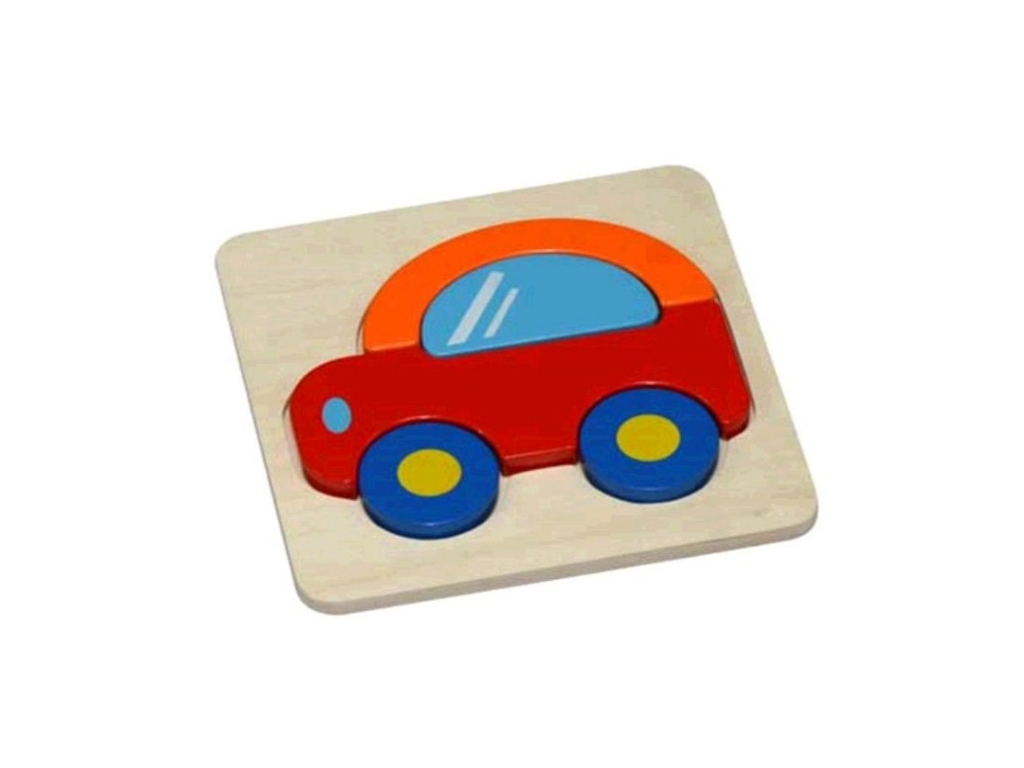 Пазл деревянная рамка-вкладыш машинка, с цветными элементами, Hongji Toys