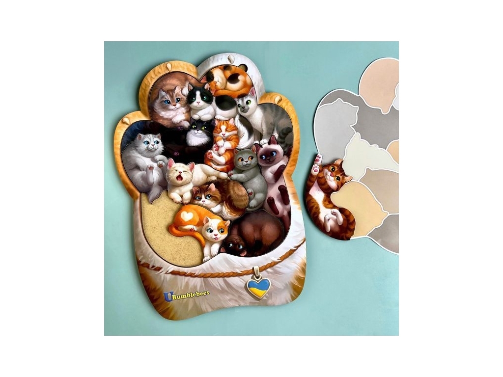 Пазл деревянный муркотики 32×23 см, вкладные элементы с подсказкой, Ubumblesbees