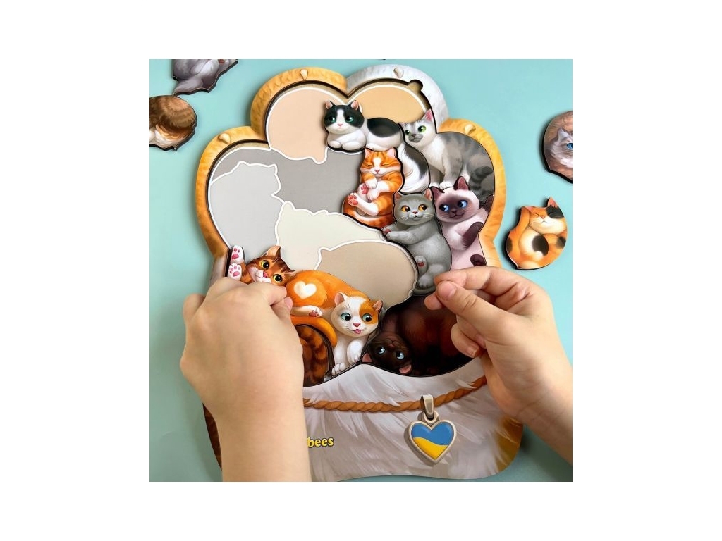Пазл деревянный муркотики 32×23 см, вкладные элементы с подсказкой, Ubumblesbees