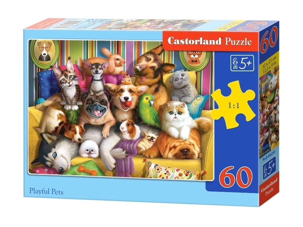 Пазлы Игривые животные, 60 элементов, Castorland