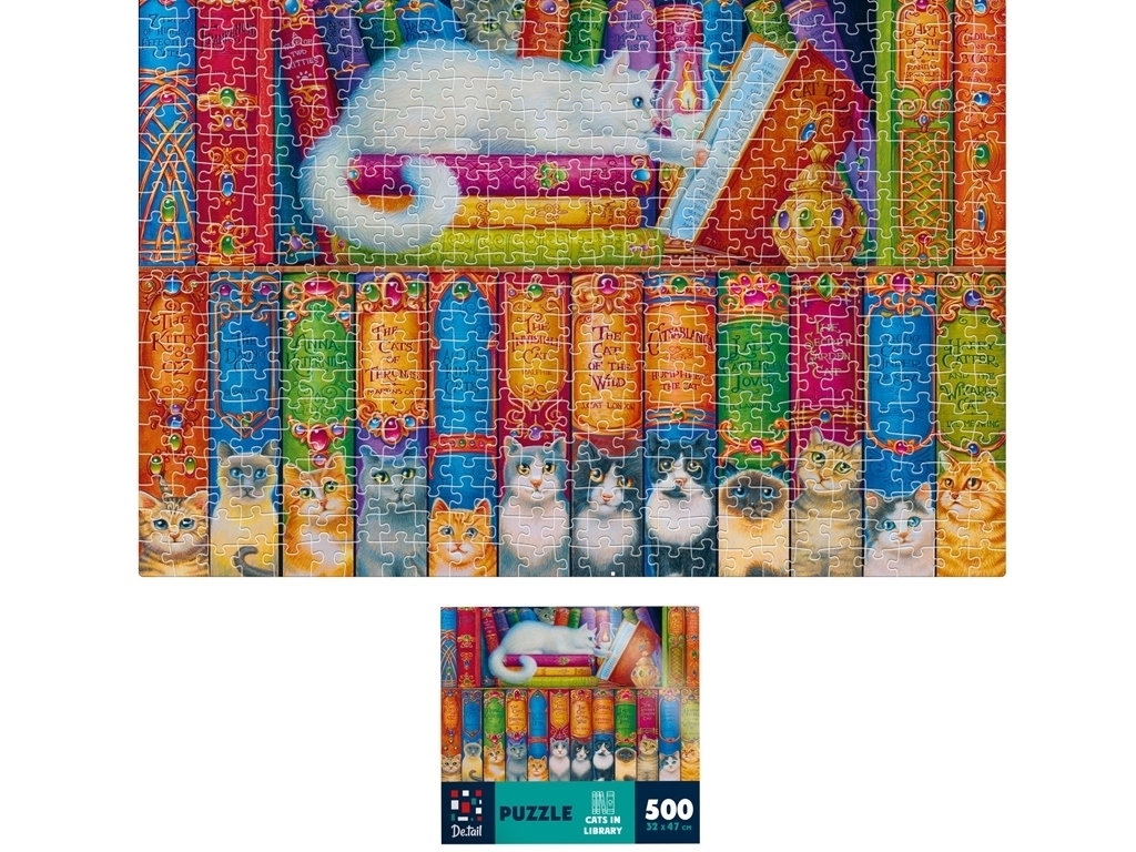 Пазлы Кошки в библиотеке, 500 элементов, De,tail DT500-11
