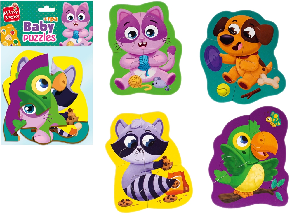 Пазлы макси картонные с игрой Малыш Сможет Домашние любимцы, Vladi Toys