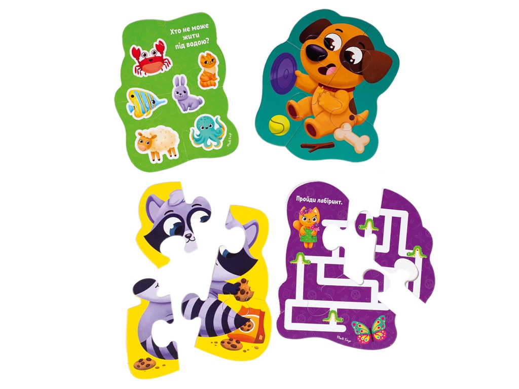 Пазлы макси картонные с игрой Малыш Сможет Домашние любимцы, Vladi Toys