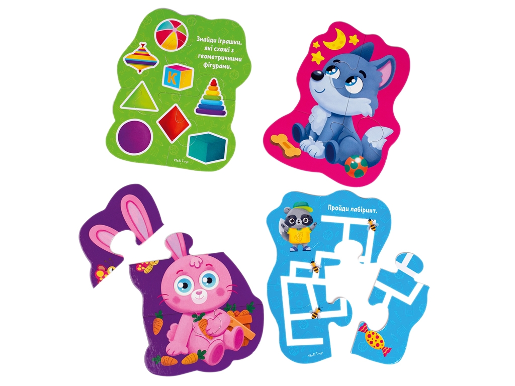 Пазлы макси картонные с игрой Малыш Сможет Лесные звери, Vladi Toys