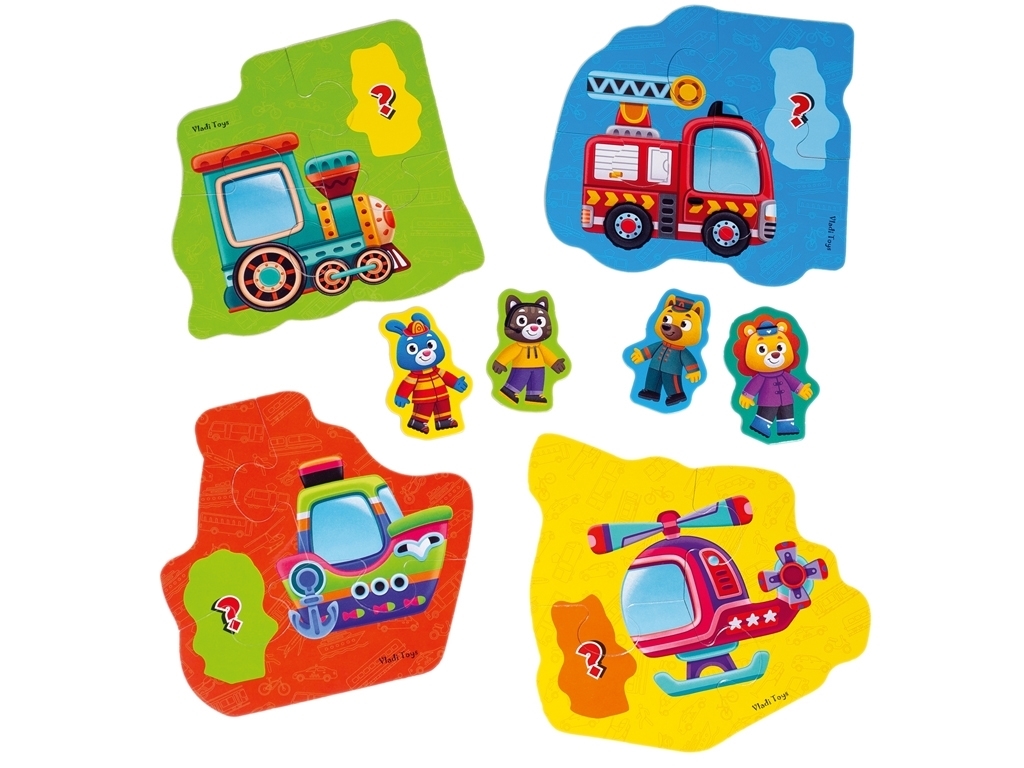 Пазлы макси картонные с игрой Малыш Сможет Транспорт, Животные, Vladi Toys
