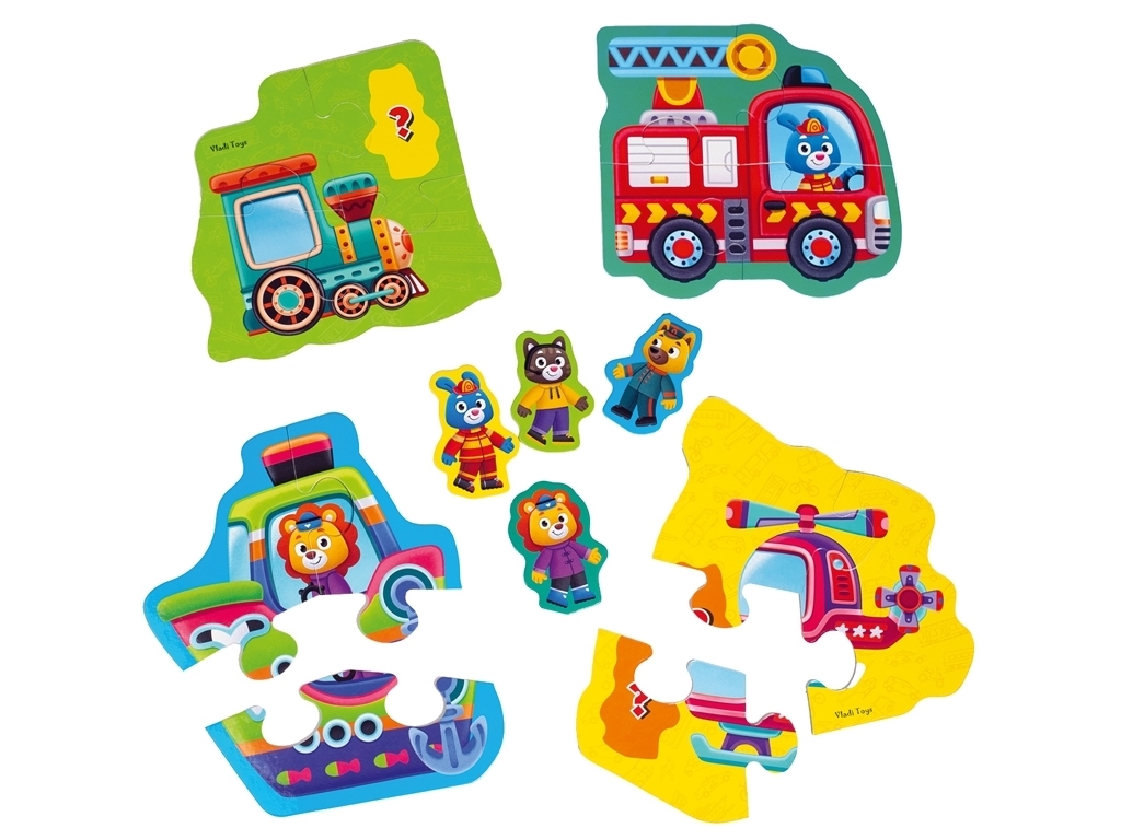 Пазлы макси картонные с игрой Малыш Сможет Транспорт, Животные, Vladi Toys