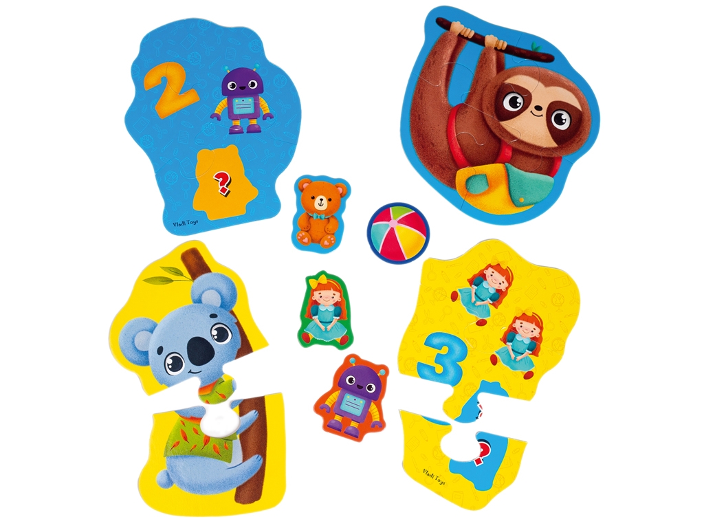 Пазли максі картонні з грою Малюк Зможе, тварини, іграшки, Vladi Toys