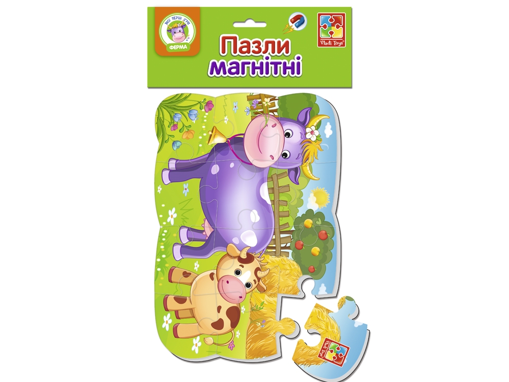 Пазли на магніті А5 Корова і теля, Vladi Toys