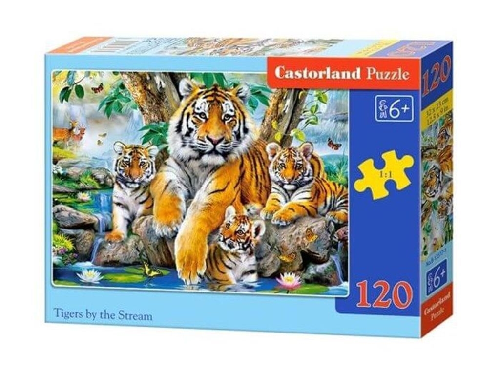 Пазлы Семья тигров у ручья 120 элементов, Castorland