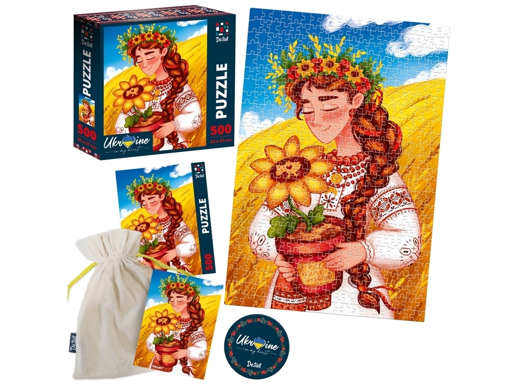 Пазли Україночка з соняшником, 500 елементів, De,tail