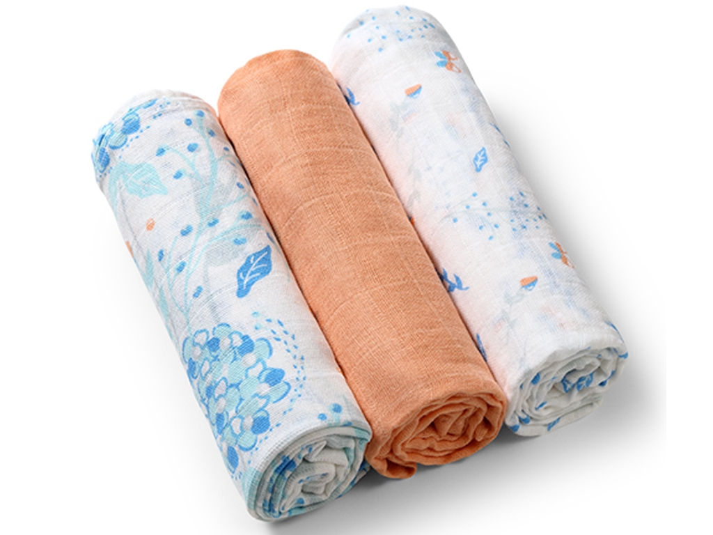 Пелюшки муслінові бавовняні 70×70 см 3 шт., 348-09, BabyOno