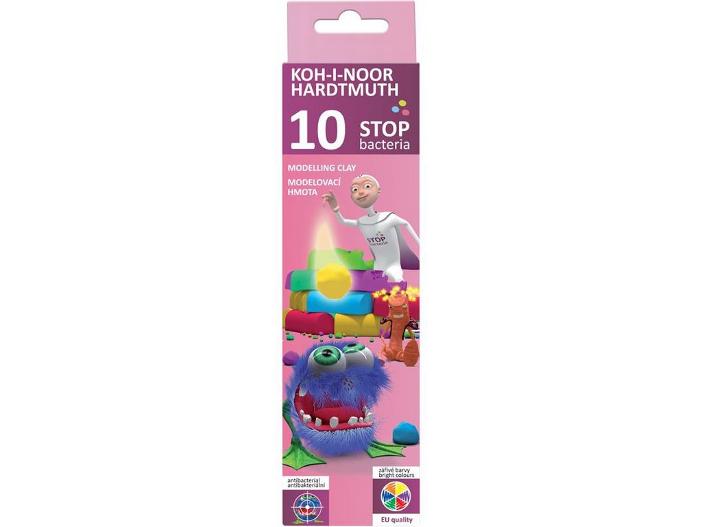 Пластилін Stop bacteria 200 грам. 10 кольорів. Koh-i-Noor 131810