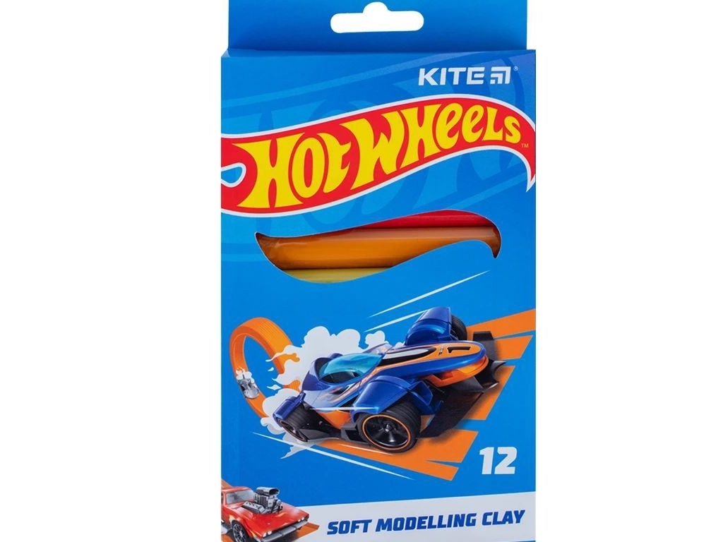 Пластилін восковий Hot Wheels 12 кольорів 200 грам, Kite