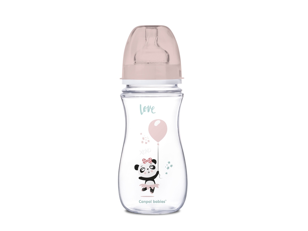 Пляшка з широким отвором антиколікова Easystart - Toys 300 мл рожева лялька. Canpol Babies 35/222_pi