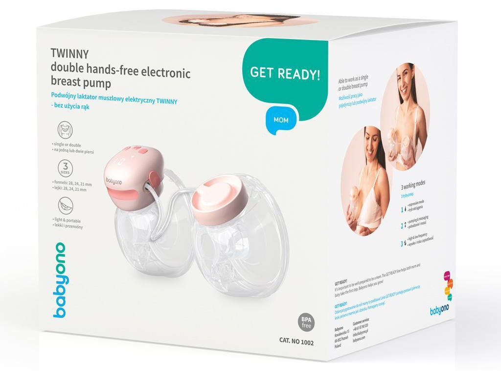 Молоковідсмоктувач подвійний акумуляторний Twinny Hands Free, 1002, BabyOno