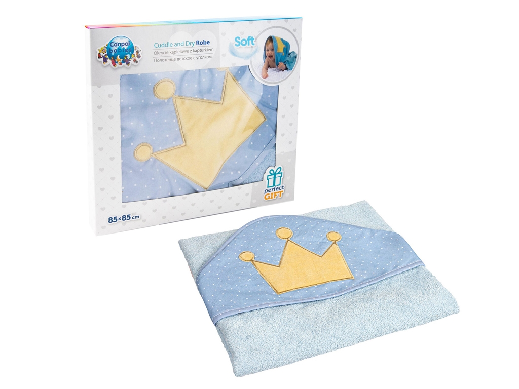 Полотенце після купання з капюшоном 85x85см King. Canpol Babies 26/800_blu
