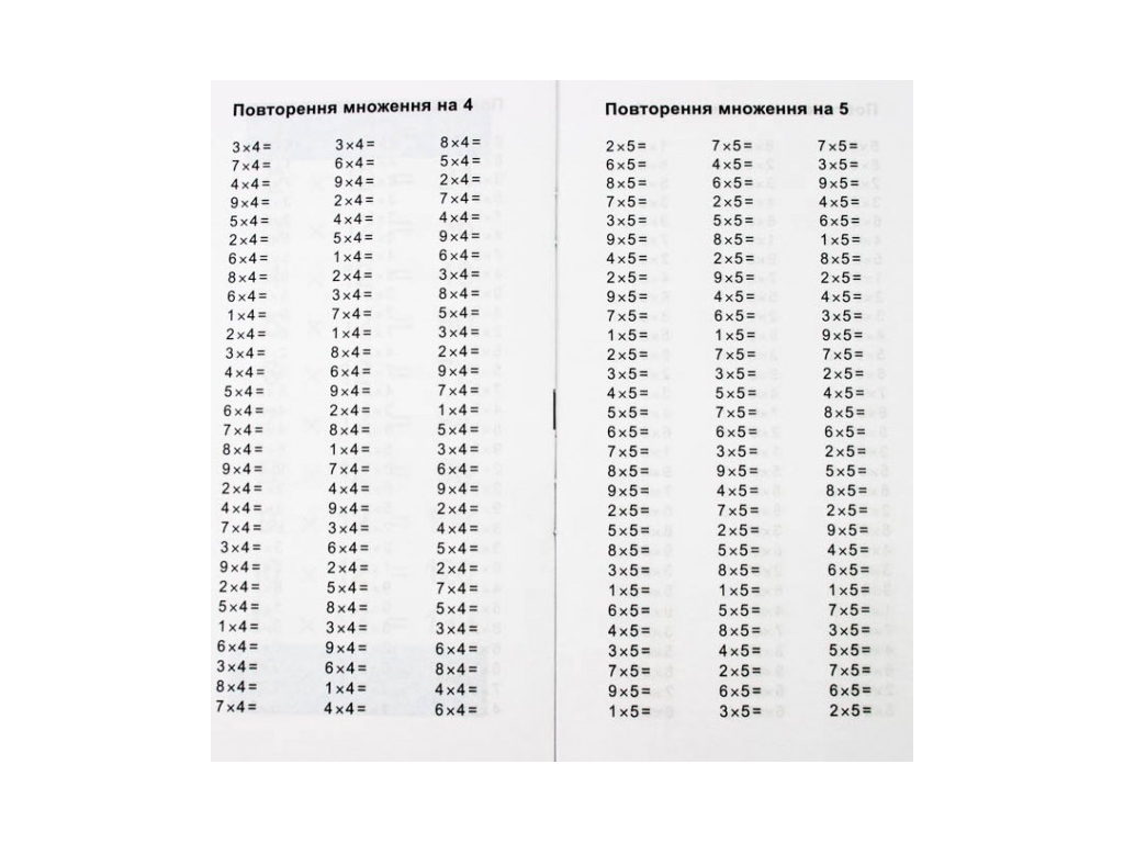Посібник "Найшвидший спосіб вивчити таблицю множення", 1-4 клас, Zirka