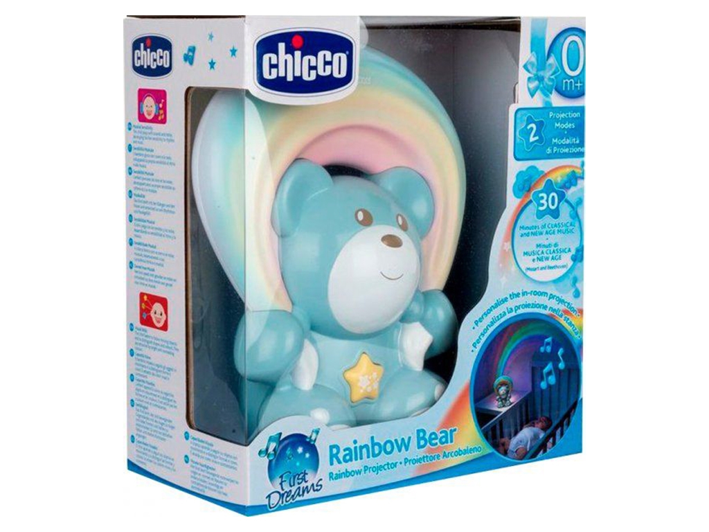 Голубой проектор медвежонок под радугой, Chicco