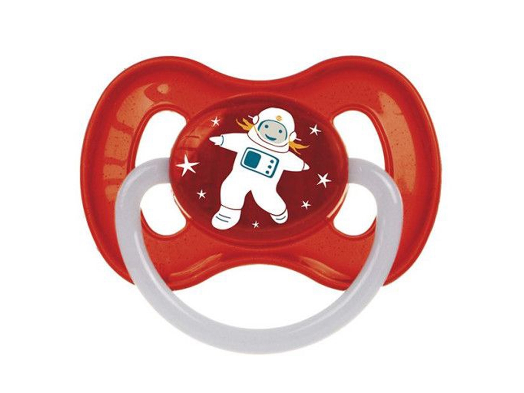 Пустышка латексная круглая 6-18 месяцев Space красная. Canpol Babies 23/222_red