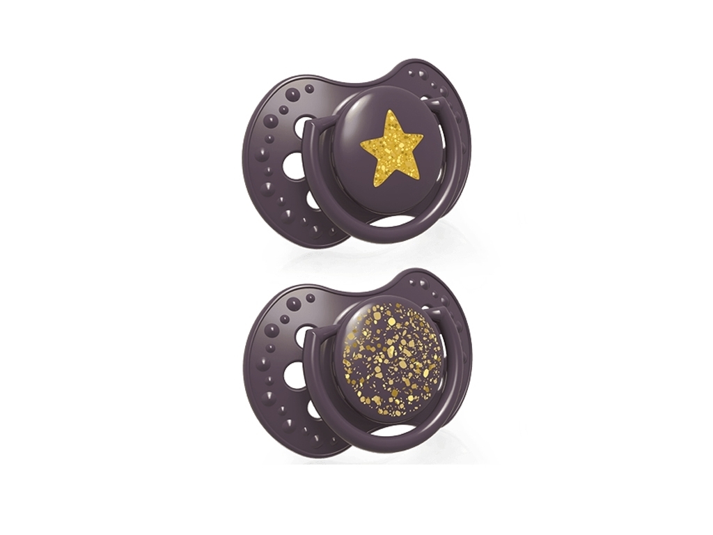 Пустышка силиконовая Stardust фиолетовая, силикон, 18+ мес., 22/895_violet, LOVI