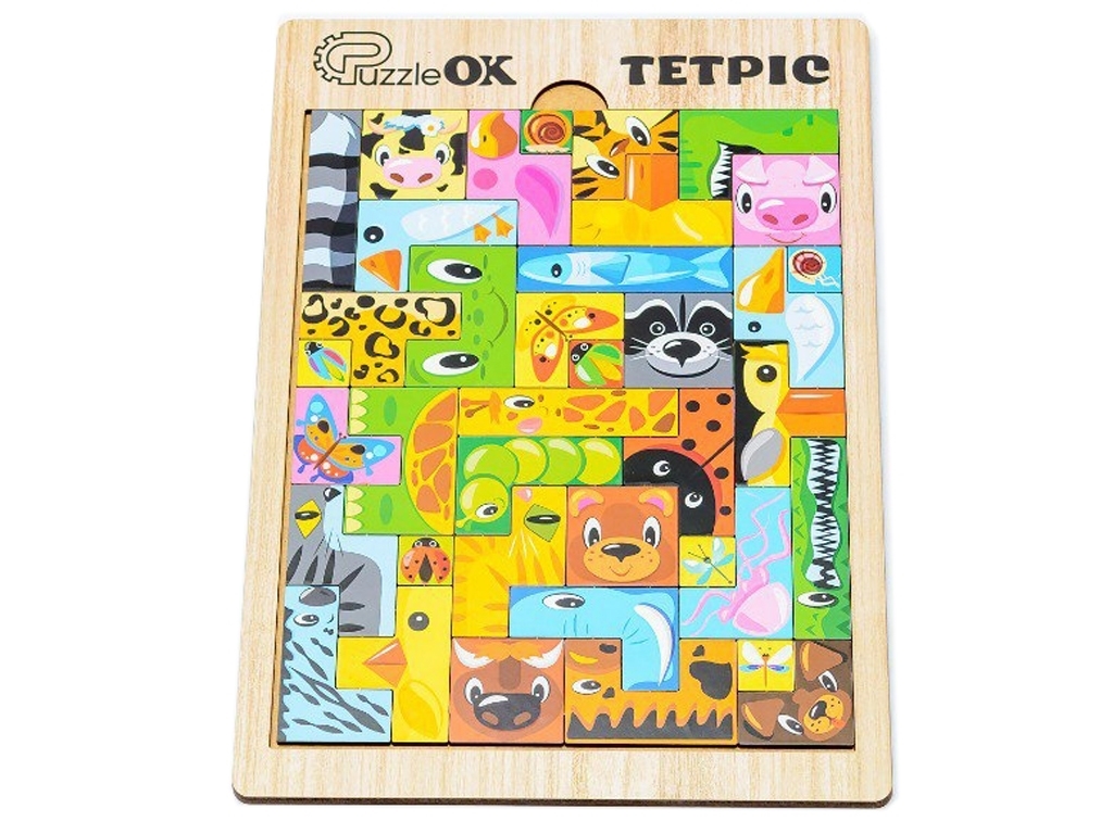 Пазл деревянный тетрис животного, 29 см, обучающий, PuzzleOK