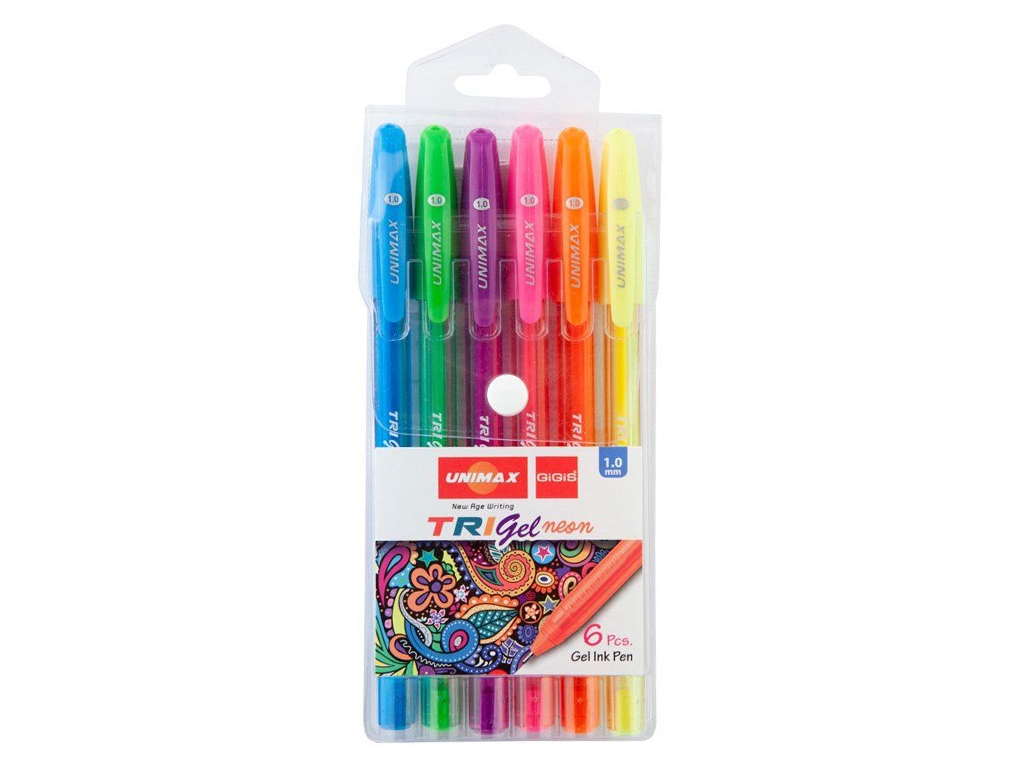 Ручка гелевая Trigel Neon 6 цветов. Unimax UX-143
