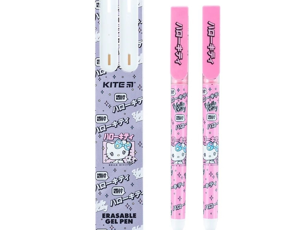 Ручка гелева пиши-стирай 2шт у пеналі синя Hello Kitty, Kite