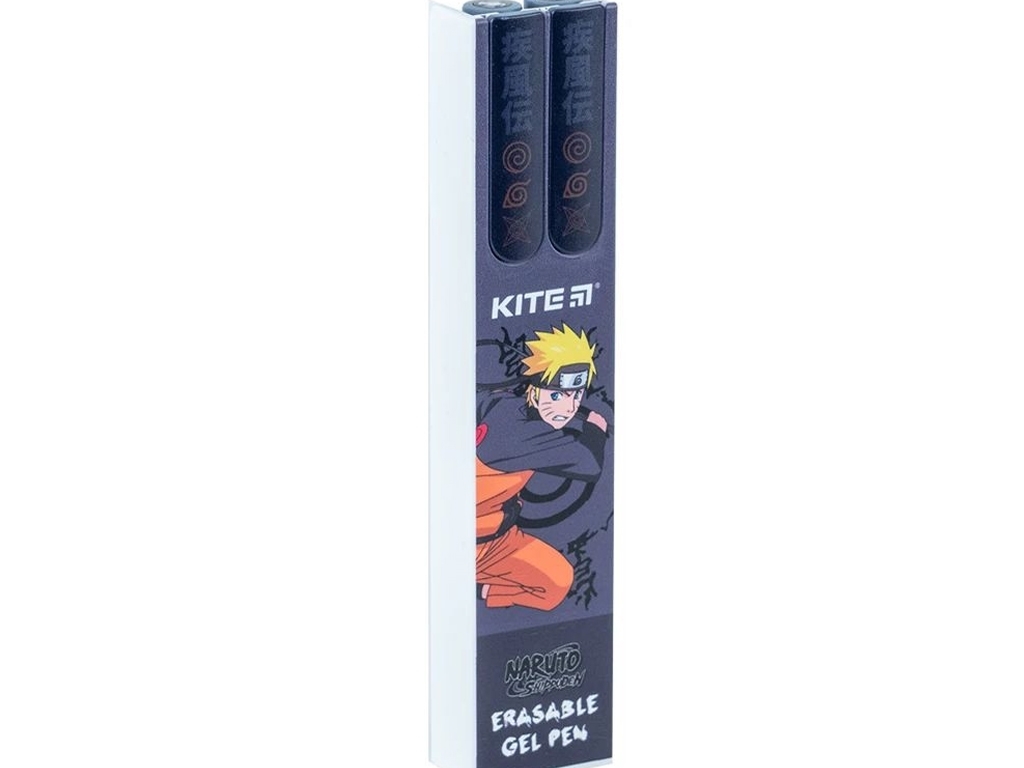 Ручка гелева пиши-стирай 2шт у пеналі синя Naruto Shippuden, Kite