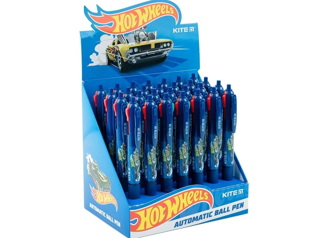 Ручка шариковая автоматическая Hot Wheels 4 цвета, Kite