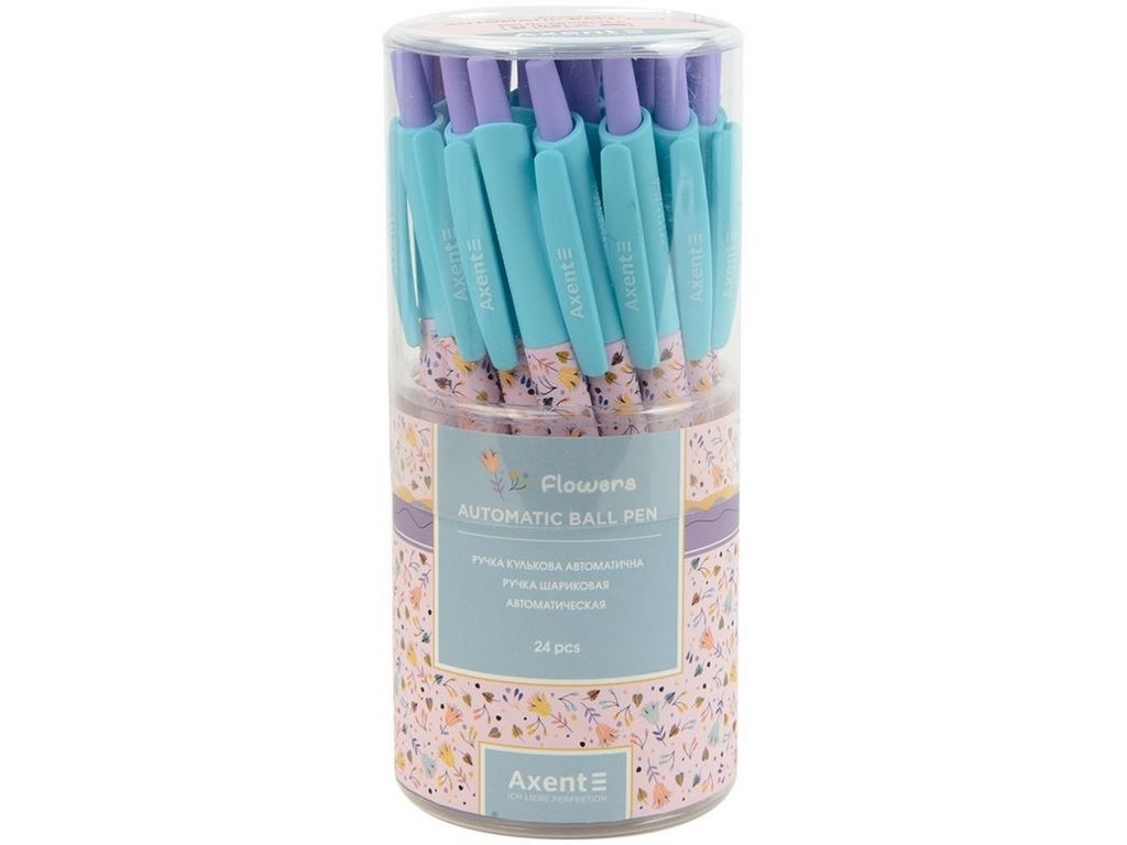 Ручка шариковая автоматическая Flowers синяя. Axent AB1090-25-A