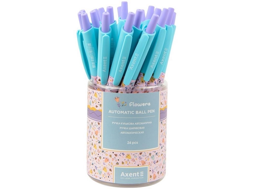 Ручка шариковая автоматическая Flowers синяя. Axent AB1090-25-A