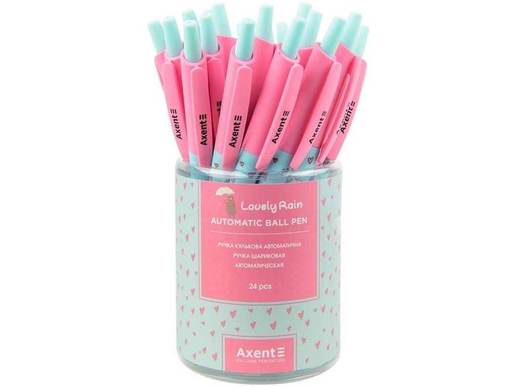 Ручка шариковая автоматическая Lovely rain синяя. Axent AB1090-34-A