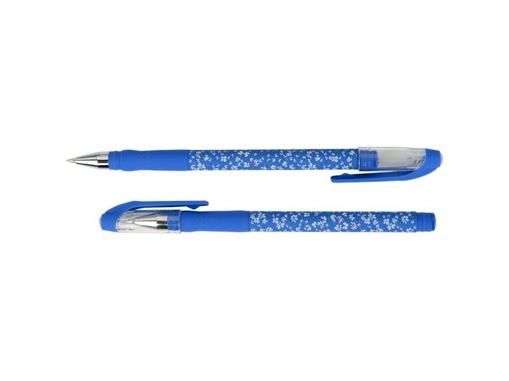 Ручка кулькова Blue floral синя. Axent AB1049-36-A