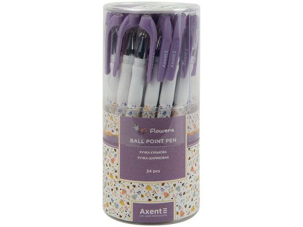 Ручка кулькова Flowers синя. Axent AB1049-39-A