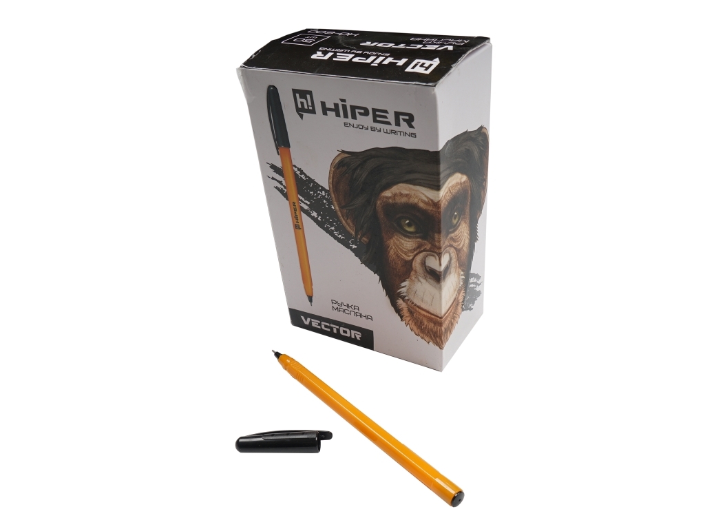 Ручка масляна Vector. Hiper HO-600. Довжина письма 1 200 м. Колір чорний