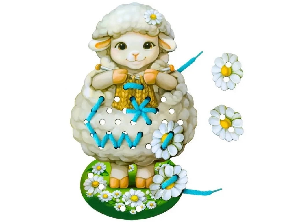 Шнуровка – Овца 32х18 см, Цветочки 4х4,5 см, Ubumblebees