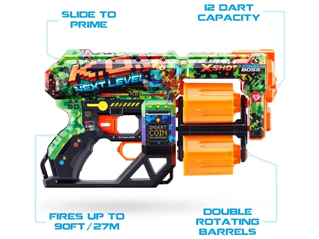 Быстрострельный игрушечный бластер X-SHOT Skins Dread К.О. 12 патронов. Zuru 36517B