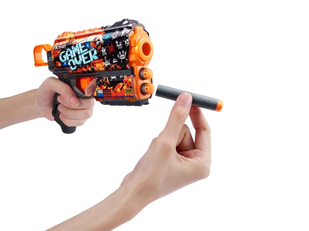 Быстрострельный игрушечный бластер X-SHOT Skins Flux Game Over 8 патронов. Zuru 36516E