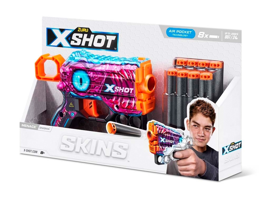 Быстрострельный игрушечный бластер X-SHOT Skins Menace Enigma 8 патронов. Zuru 36515L