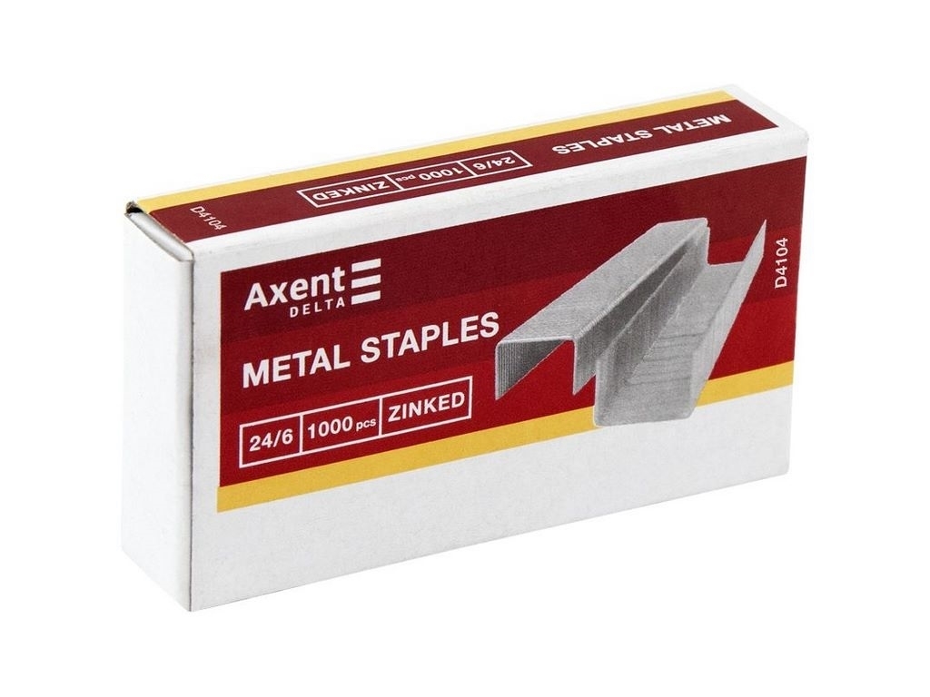 Скоби для степлерів Standard 24/6. 1000 шт. Axent Delta D4104