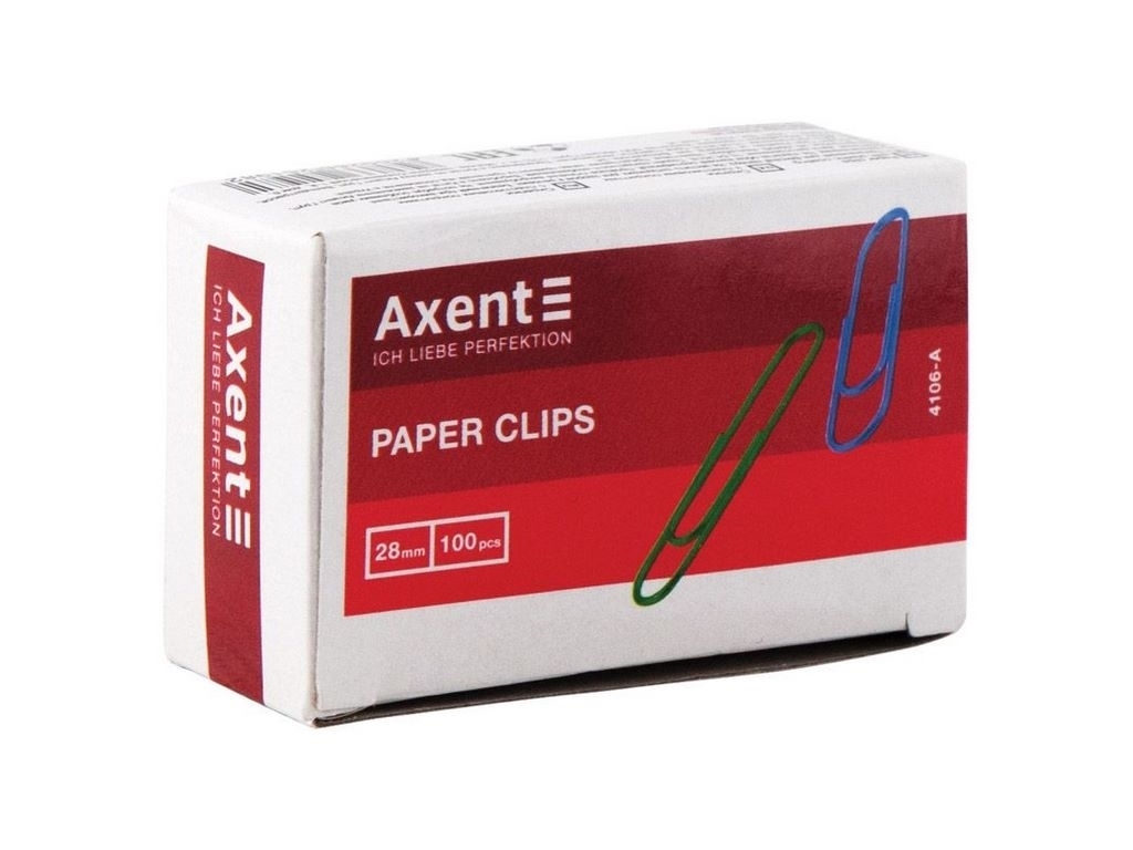 Скріпки кольорові 28 мм Axent 4106-A, 100 шт