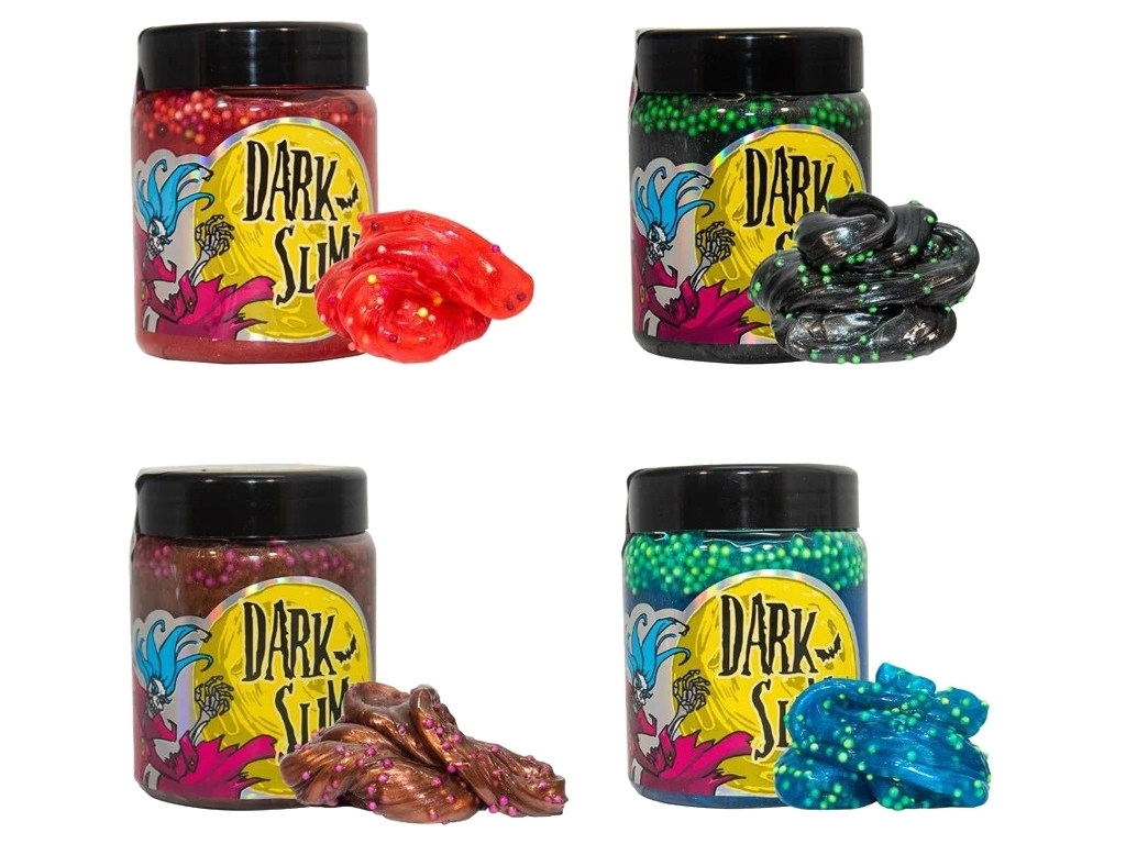 Слайм игровой Dark Slime с шариками 100 г, тянется, Strateg