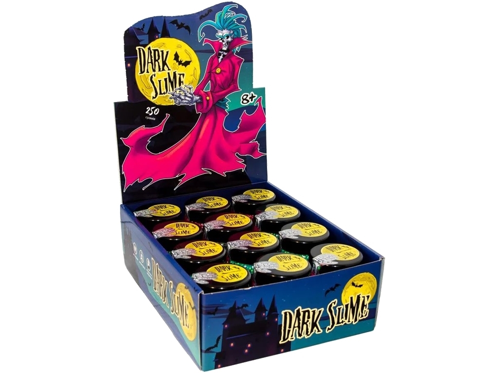Слайм игровой Dark Slime с шариками 100 г, тянется, Strateg