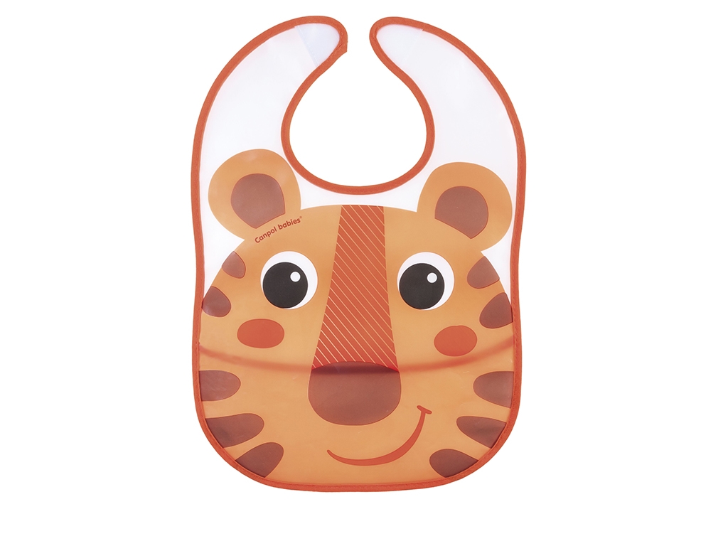 Слинявчик пластмасовий з кишенькою Hello Little - оранжевий. Canpol Babies 9/232_ora