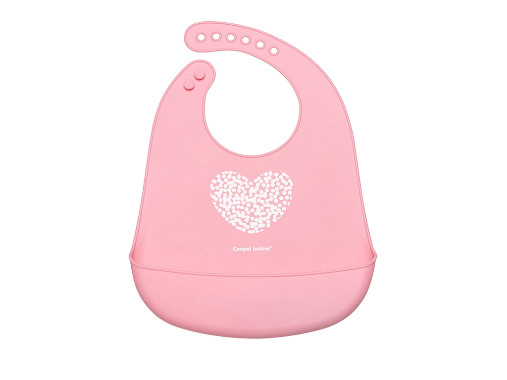 Слинявчик силіконовий з кишенькою Pastel - рожевий. Canpol Babies 74/024_pin