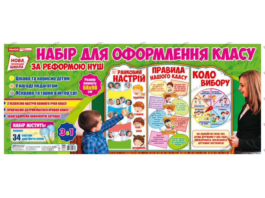 Стенд "Утреннее настроение. Правила нашего класса. Круг выбора", НУШ, 1–4 класс, Ранок