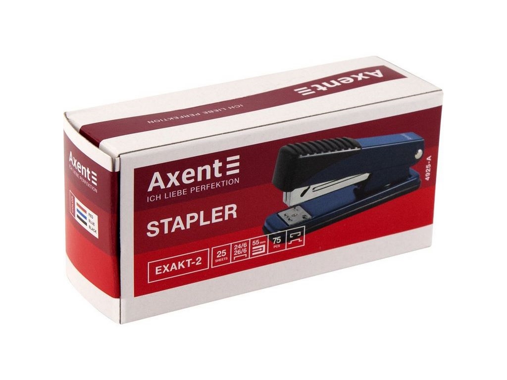 Степлер Exakt-2 металевий синій №24/6. 25 аркушів. Axent 4925-02-A