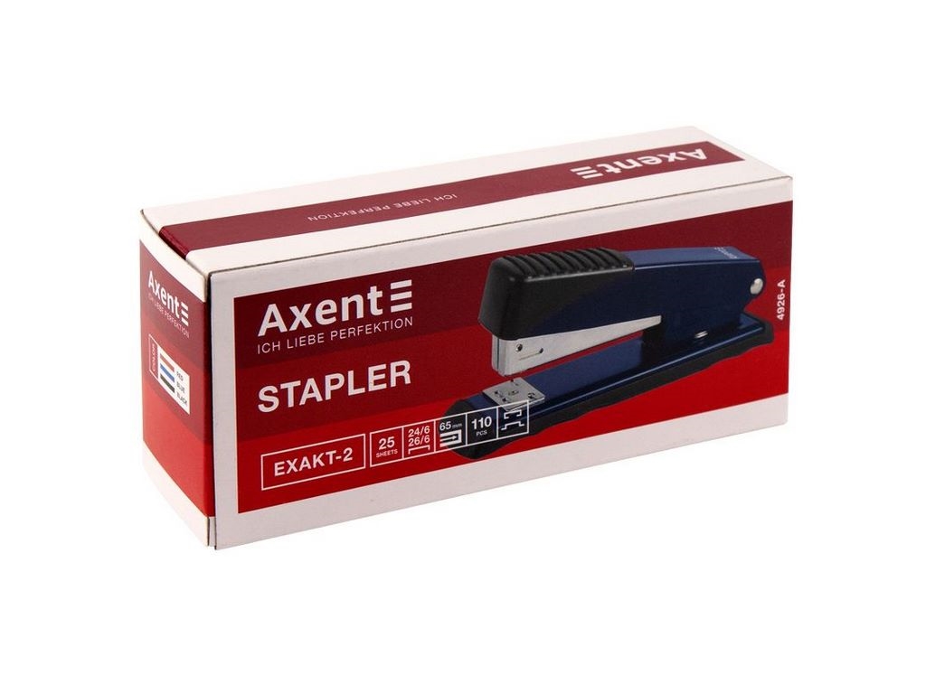 Степлер Exakt-2 металевий синій №24/6. 25 аркушів. Axent 4926-02-A