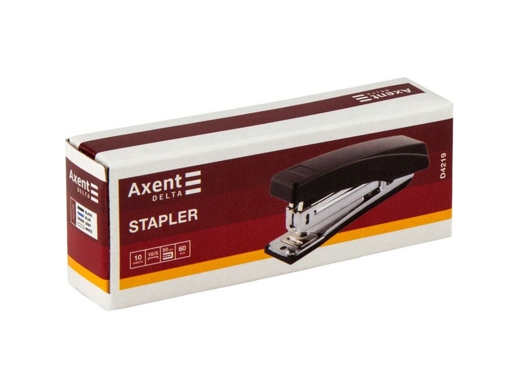 Степлер пластиковий сірий №10/5. 10 аркушів. Axent Delta D4219-03